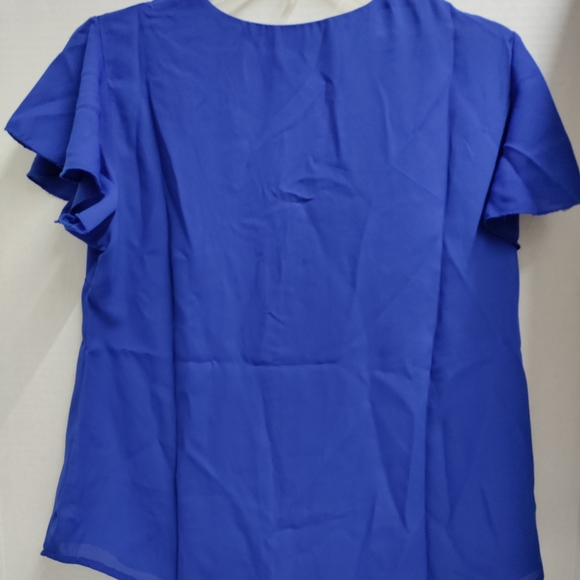 Kaei & Shi Flutter Sleeve Tops for Women, Chiffon V Neck, Color Blue, Size M - Picture 3 of 5